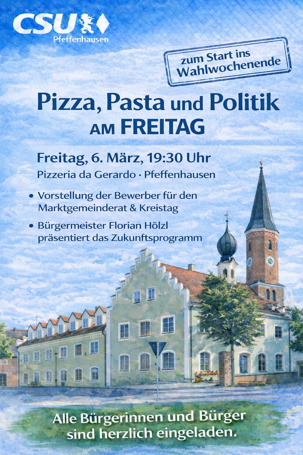 Am Donnerstag, 5. Februar, lädt der CSU-Ortsverband um 19.30 Uhr in den Bürgersaal, Zugang über Billardclub 73, zu einem Infoabend.
